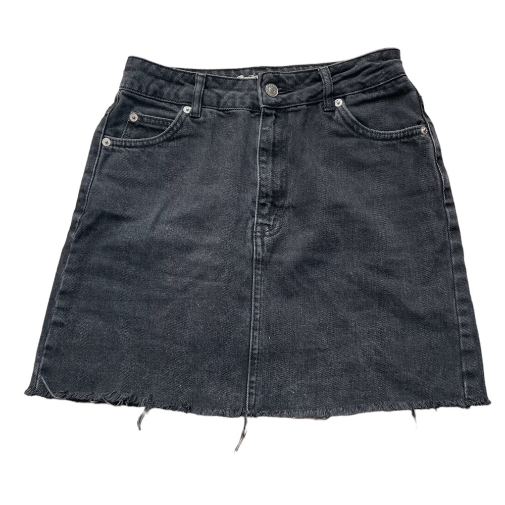 TopShop Moto Raw Hem Mini Jean Skirt Black Size 4